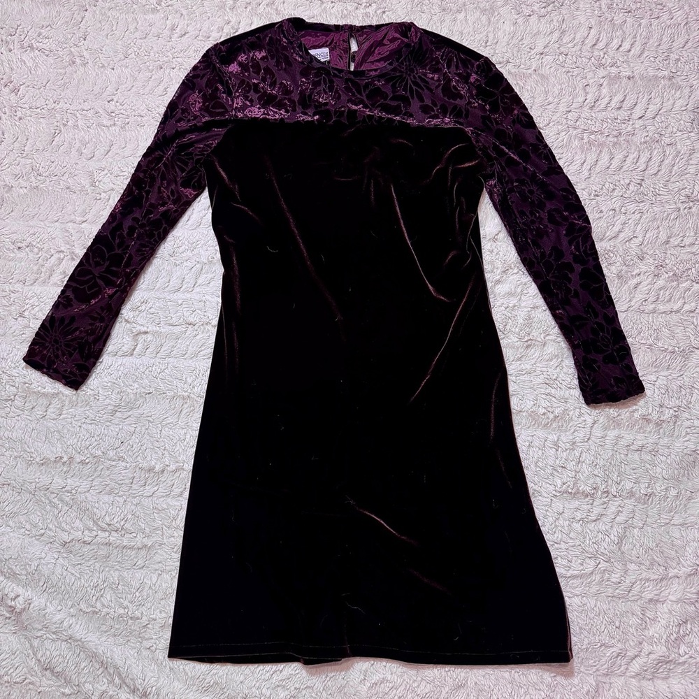 Vintage 90s K.C. Spencer Velvet Dress Size 6 Made in USA burgundy wine holiday